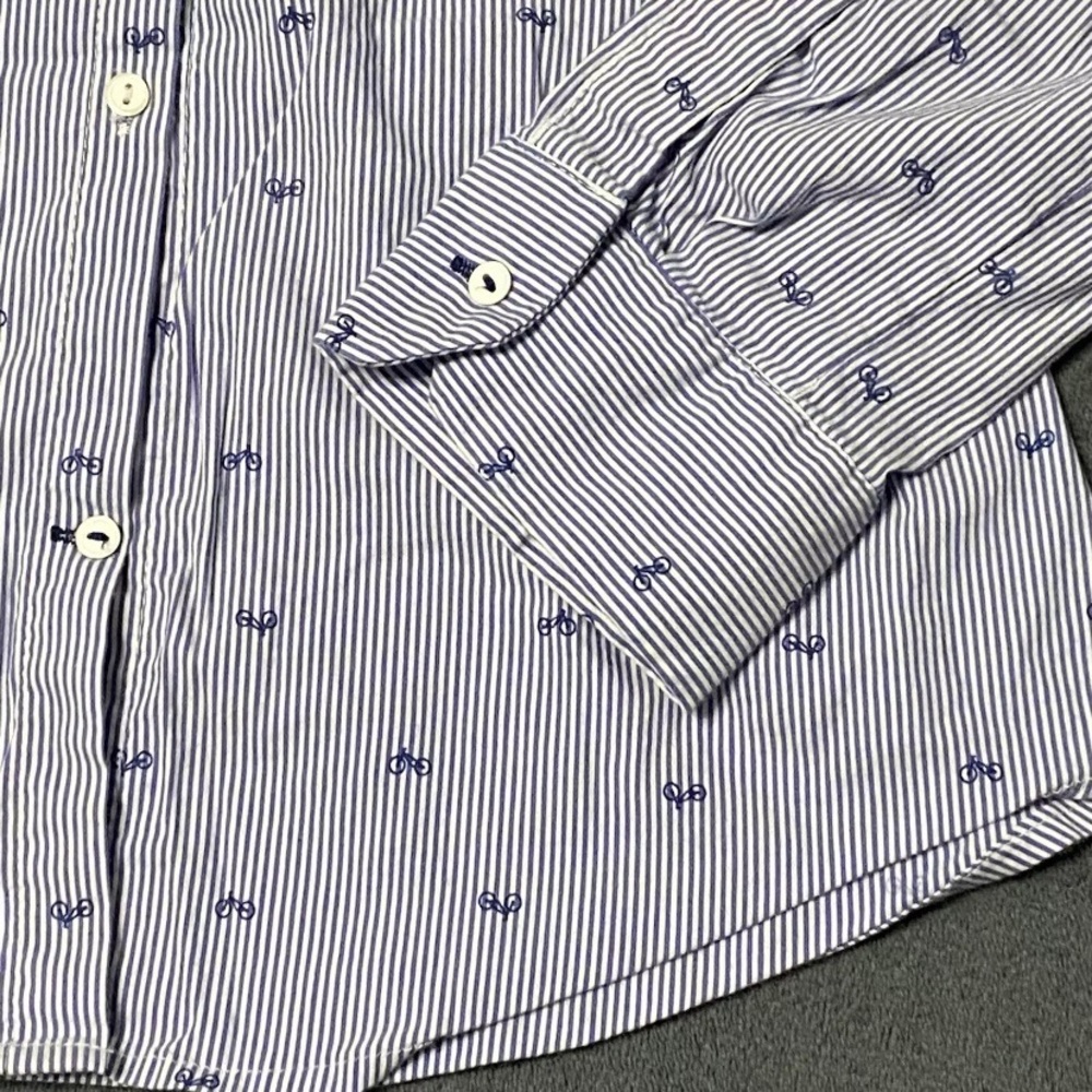 Zara Basic Collection Blue Stripe Bicycle Long Sleeve Button Up Shirt Womens M - Picture 3 of 5